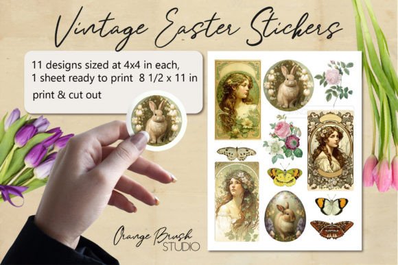 Download Vintage Easter Stickers Printable PNG - Vintage Collection
