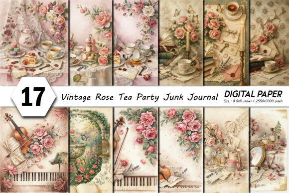 Download Vintage Rose Tea Party Junk Journal Kit - Vintage Collection