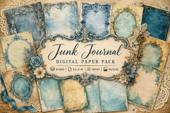 Download Vintage Ornate Frame Junk Journal Paper - Vintage Collection