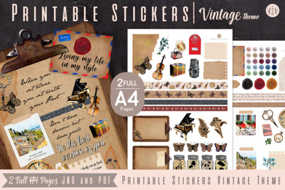 Download Printable Stickers Vintage Theme - Vintage Collection